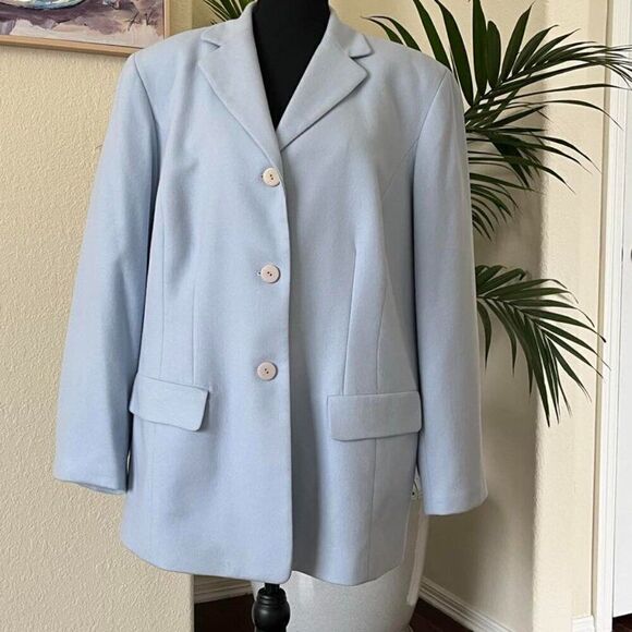 Josephine Chaus Virgin Wool Light Blue Blazer Jacket Women's Size 16 - Picture 1 of 12